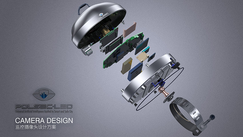 藍牙智能監(jiān)控攝像頭外觀設計結構設計案例圖分析